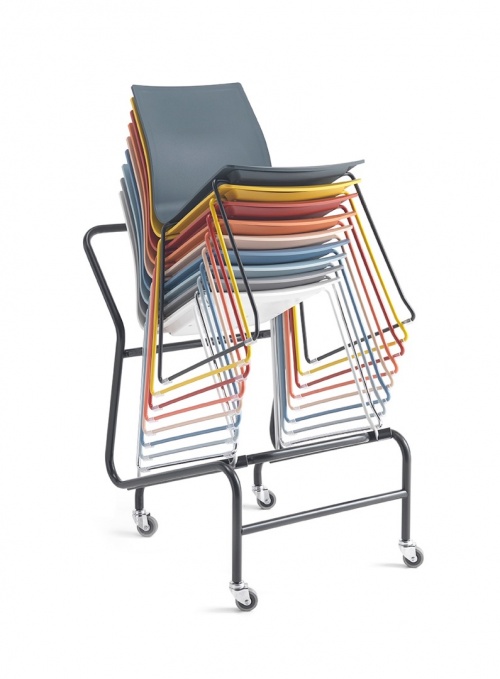 Trolly Skid Base Chairs- Black